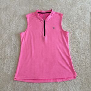 TBY Travels Together With You Sleeveless Top SZ S Bright Pink 1/4 Zip Activewear